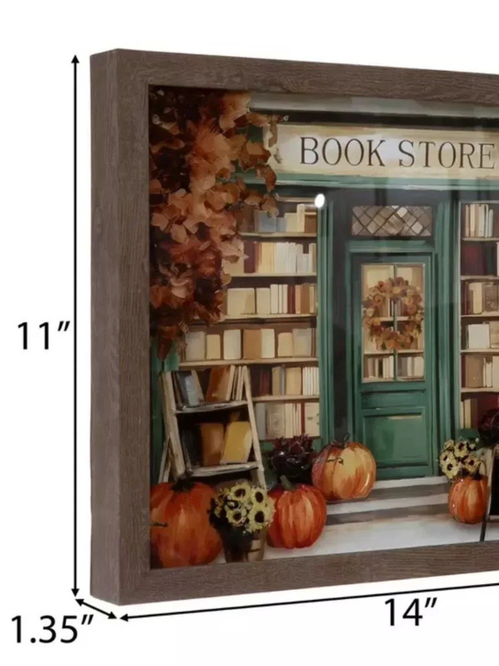Fall Bookstore Framed Wall Art Cozy Autumn Home Decor